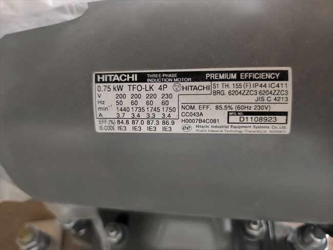 日立3相200V0.75kwモーター